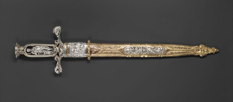 Hunting Sword with Metal Scabbard