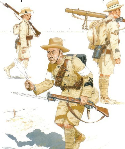 Gurkha Warrior in World War I wielding a Kukri Sword