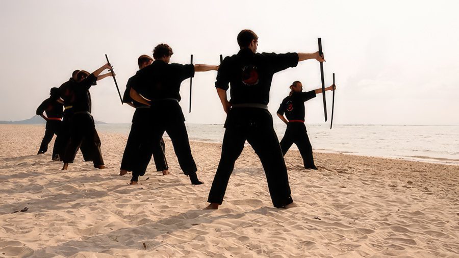 Ninja Sword Training on the Beach