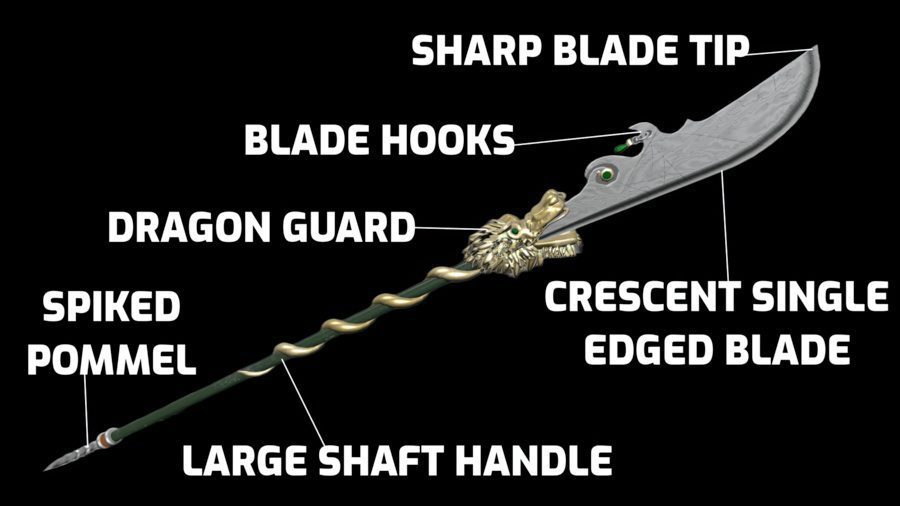 Green Dragon Crescent Blade with details