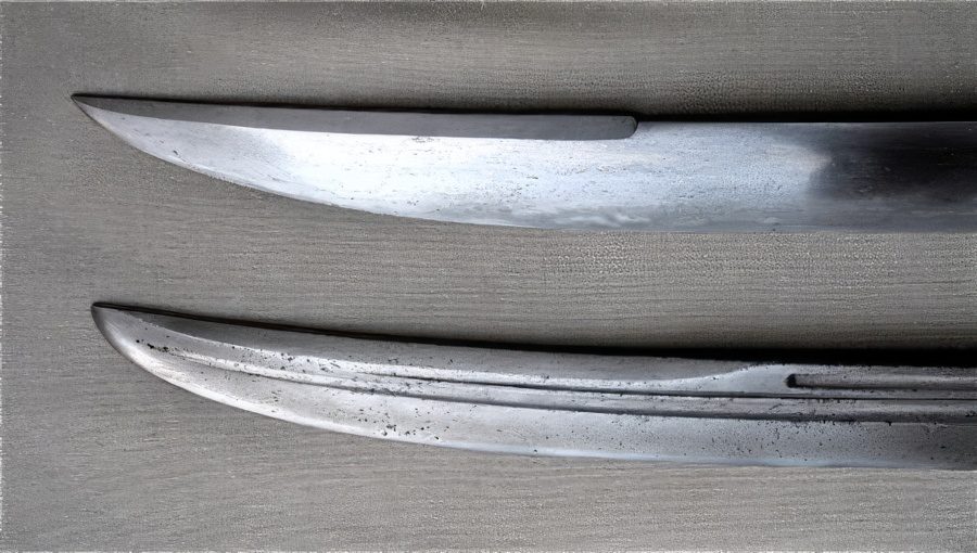 Close up of the tip sections of the two yanmaodao