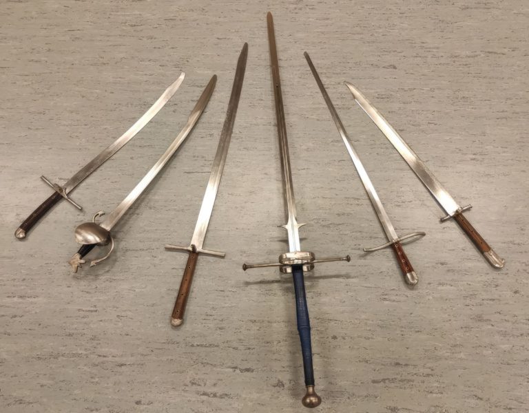 Montante Sword next to other European Swords