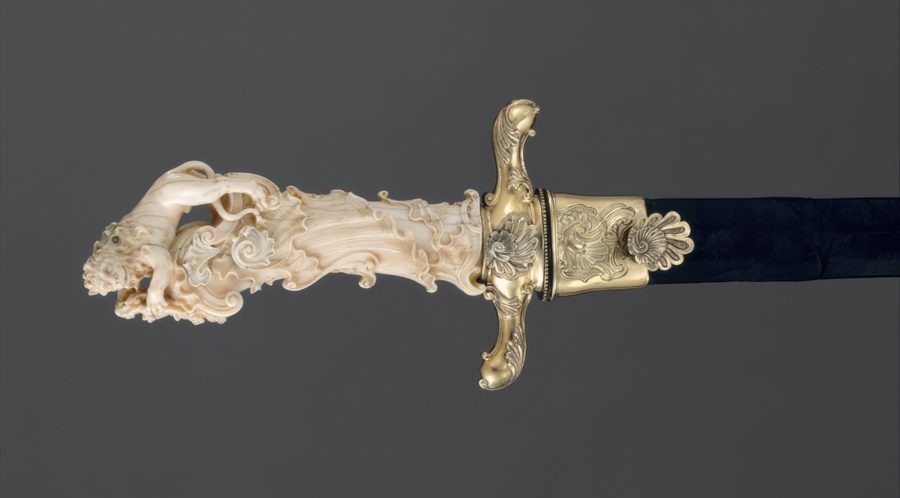 Hunting sword ca. 1740 with grips of ivory cropped
