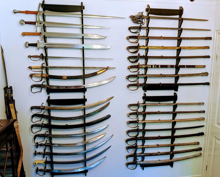 Stacked up Swords on a Sword Rack