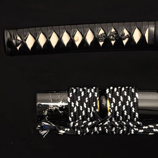 Wakizashi Damascus Steel Sword Full Tang Iron Tsuba