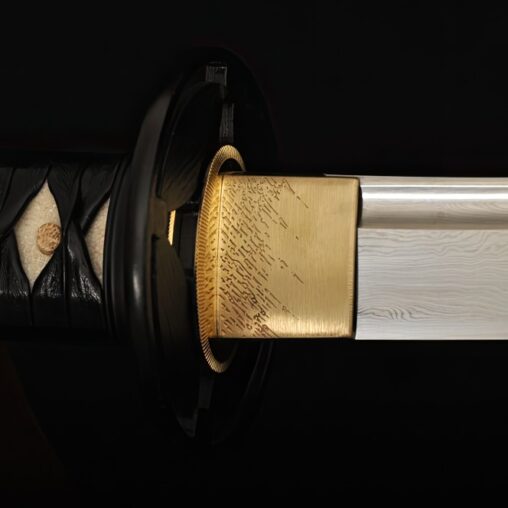 Wakizashi Damascus Steel Sword Full Tang Iron Tsuba