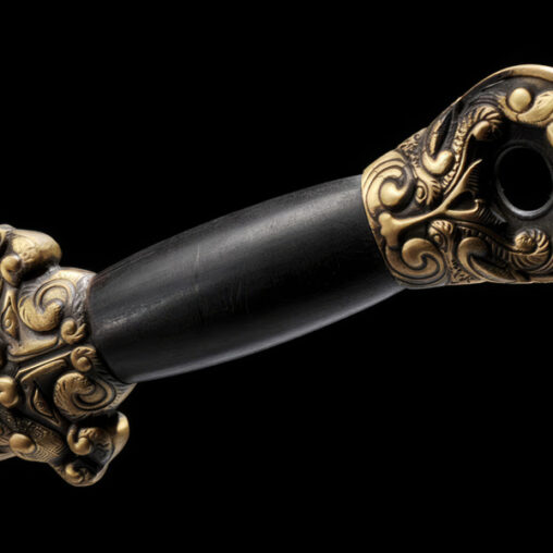 Short Jian (Yudi) Folded Steel Ebony Saya
