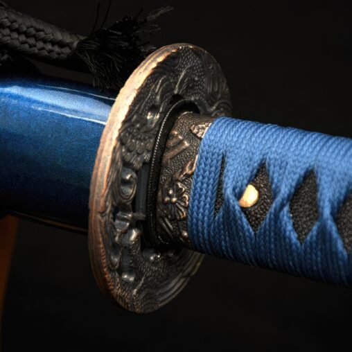 Handmade Katana 1060 Carbon Steel Sword Black Eagle Tsuba
