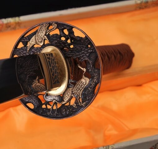 Katana Samurai Folded Steel Copper Tsuba