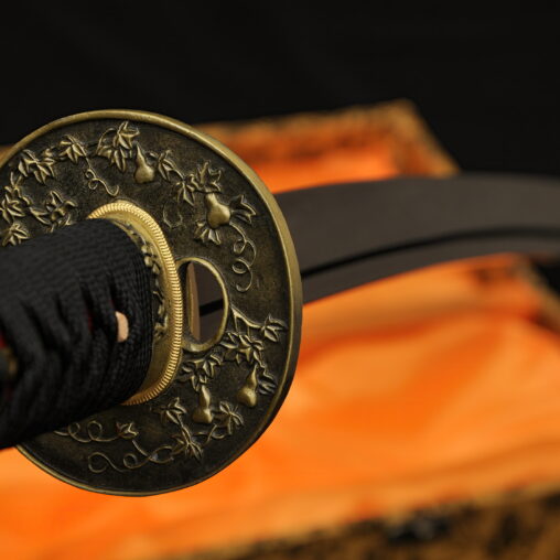 Red Katana Damascus Steel Sword Folded Full Tang