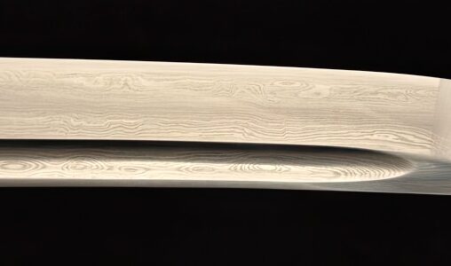 Wakizashi Damascus Steel Sword Full Tang Iron Tsuba