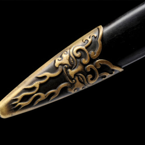 Short Jian (Yudi) Folded Steel Ebony Saya