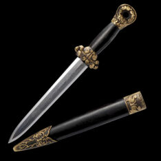 Short Jian (Yudi) Folded Steel Ebony Saya