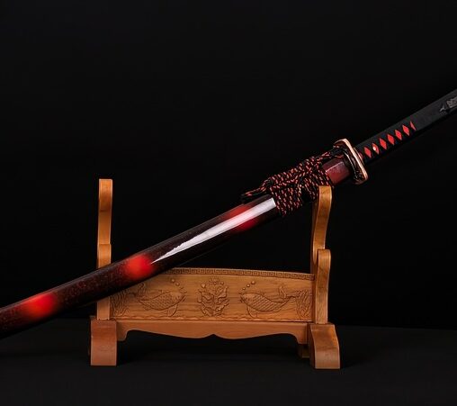 Nagamaki/Katana 1095 Steel Black/Red (Naginata Blade)