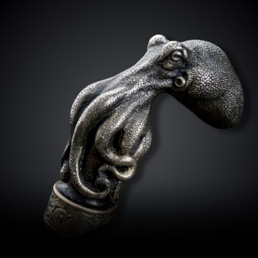 Damascus Octopus Cane Sword – Wood Shaft