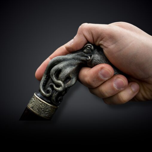 Damascus Octopus Cane Sword – Wood Shaft