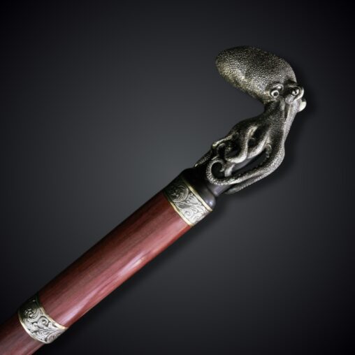 Damascus Octopus Cane Sword – Wood Shaft