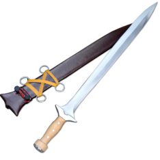 Ancient Greek Xiphos Sword with Steel Crossguard