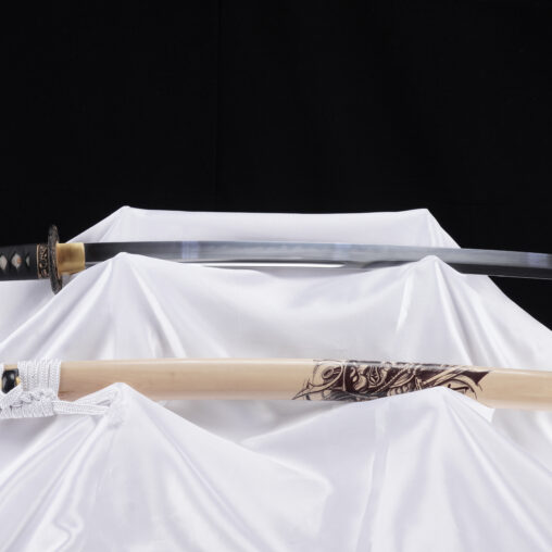 Nova 1095 Cream/Brown Katana with Singing Samurai Saya