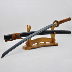 Katana 1060 Carbon Steel Sword Full Tang Black Blade Tsuba
