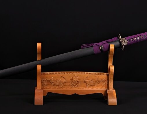 Black&Red Katana Damascus Steel Sword Dragon Koshirae