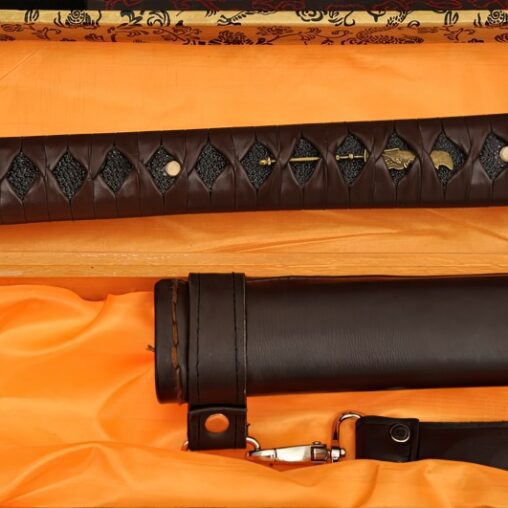 Samurai Sword 1095 Carbon Steel Sword Clay Tempered Leather Strips