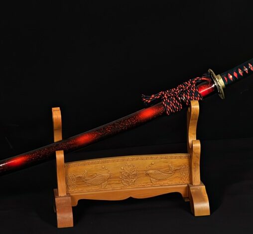 Katana Damascus Steel Sword Full Tang Oil Quenched Hawk Koshirae