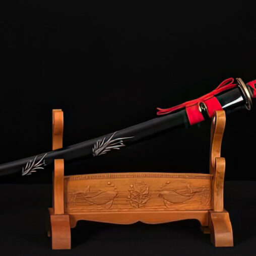 Katana 1060 Carbon Steel Sword Samurai 8196 Red Damascus Steel