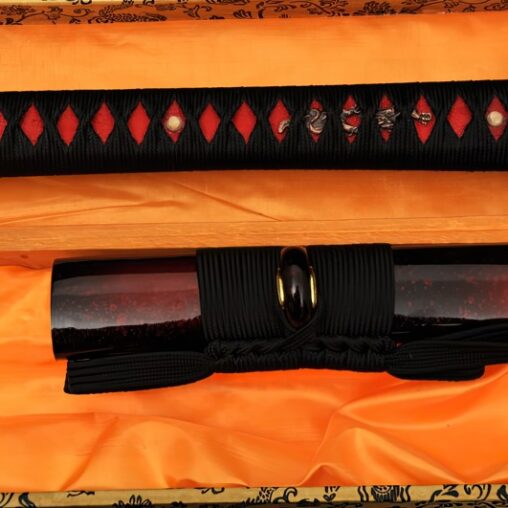 Traditional Black&Red Oil Quenched Japanese Katana