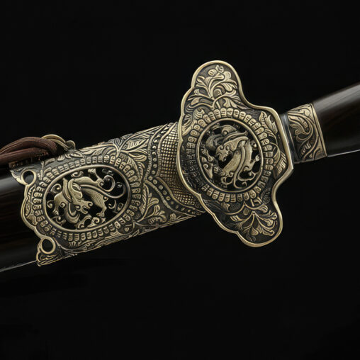 Wenjun Jian Damascus Steel Sword Pattern Brass Fittings