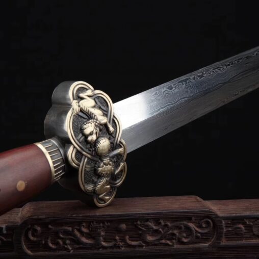 Lion Jian Hazuya Polish Damascus Steel Blade
