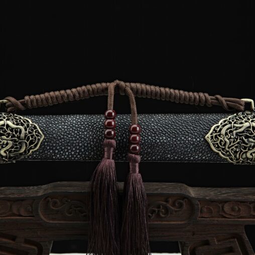 Chinese God Dragon Jian Damascus Steel Sword Clay Tempered