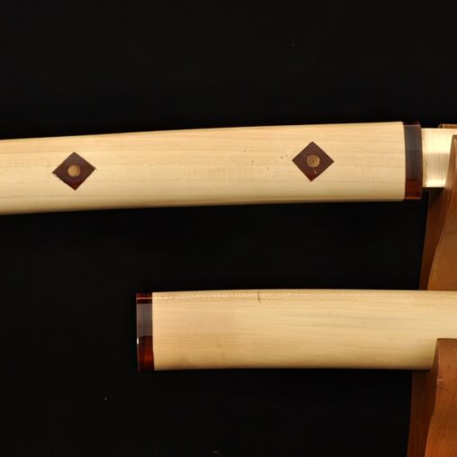 Shirasaya Katana Damascus Steel Sword Folded Clay Tempered Wood