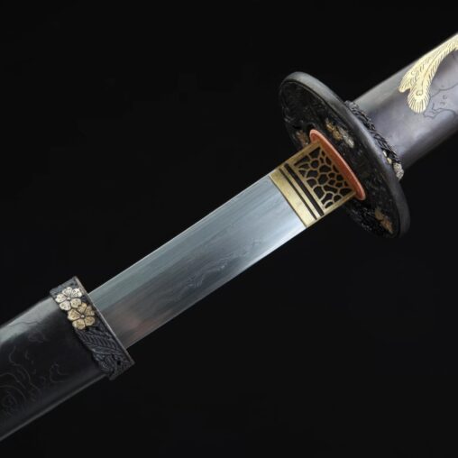 Tachi Damascus Steel Sword Tempered Magpie & Plum