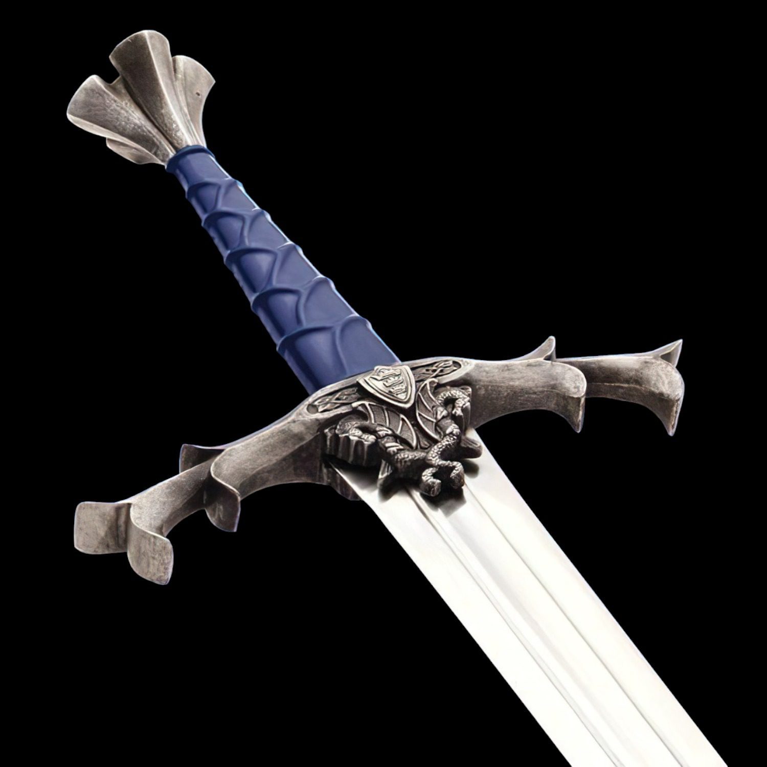 Handmade King Arthur Excalibur Sword , Crown Head Merlin Sword With Leather Sheath - Canada