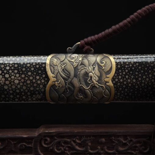 Traditional Chinese Jian Damascus Steel Sword Folded Steel & Rayskin
