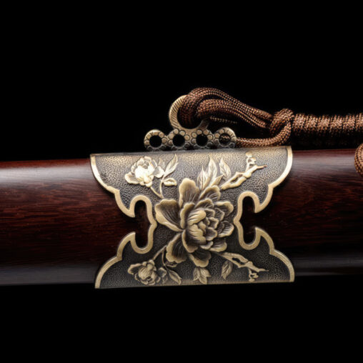 Chinese Jian Damascus Steel Sword Peony Blade