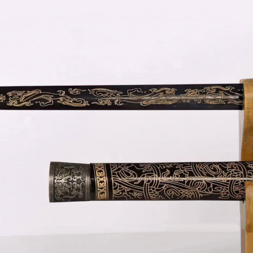 Dragon Jian Folded Steel Black Blade