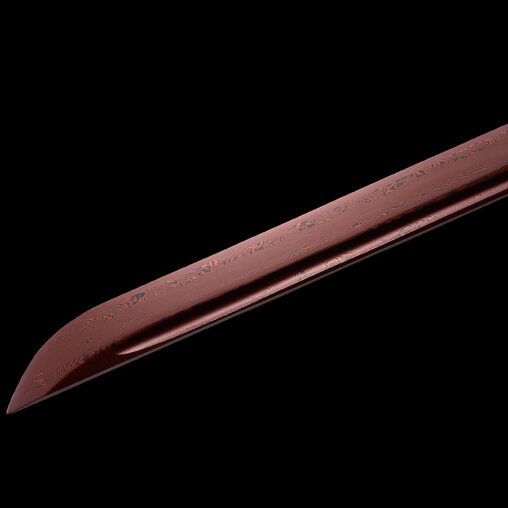 Chokuto Red Damascus Steel Sword Folded