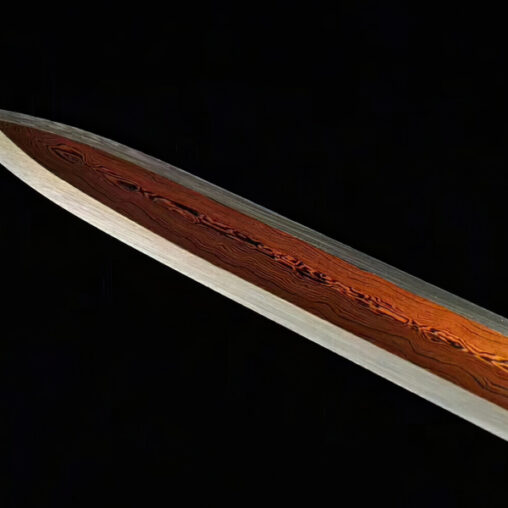 Red Han Jian Silver Plated Damascus Steel