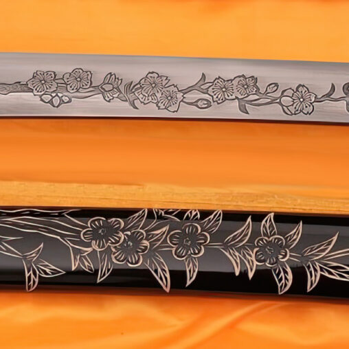 Katana Damascus Steel Sword Dragon/Sakura Forged