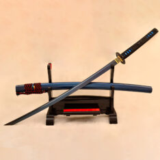 Katana Damascus Steel Sword Folded Blue Blade