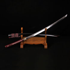 Katana Damascus Steel Sword Clay Tempered Flying Dragon