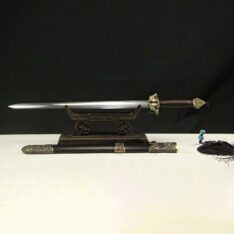 Double Fishes Jian Damascus Steel Sword Pattern Clay Tempered Jade