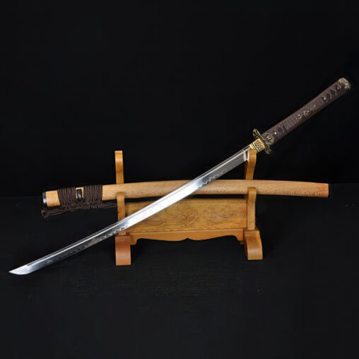 Katana 1095 Carbon Steel Sword Dragon Koshirae Leather Ito Hualee Saya
