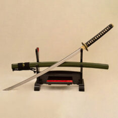 Samurai Katana Damascus Steel Sword Folded Eagle Leather Tsuka