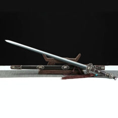 Funiu Jian Damascus Steel Sword Bull Design Pure Copper Fittings