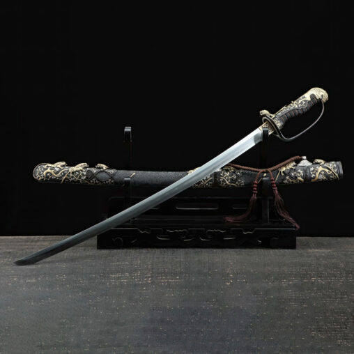 Japanese Saber 1095 Carbon Steel Sword Full Rayskin Saya Clay Tempered