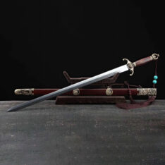 Leaping Dragon Gate Jian Damascus Steel Sword 4-Sided