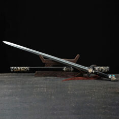 Phoenix Jian Damascus Steel Sword Pattern Copper Carved